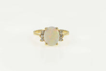 Load image into Gallery viewer, 14K Natural Opal Diamond Accent Classic Statement Ring Size 6.5 Yellow Gold