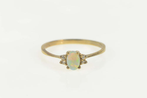 10K Classic Natural Opal Diamond Engagement Ring Size 8.5 Yellow Gold