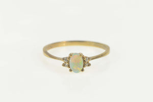 10K Classic Natural Opal Diamond Engagement Ring Size 8.5 Yellow Gold