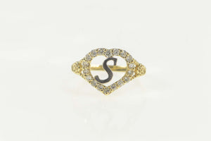 10K Heart S Monogram Letter Initial CZ Ring Size 7.25 Yellow Gold