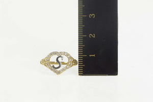 10K Heart S Monogram Letter Initial CZ Ring Size 7.25 Yellow Gold