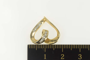 10K Diamond Inset Curvy Heart Love Symbol Pendant Yellow Gold