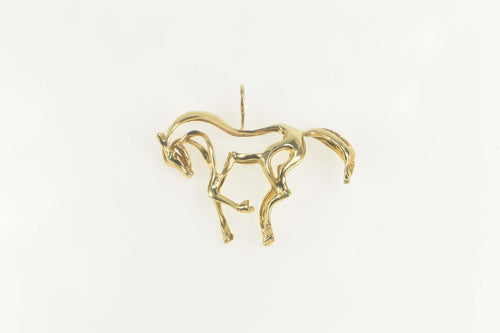 10K 3D Galloping Horse Stylized Stylized Pendant Yellow Gold