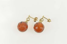Load image into Gallery viewer, 14K Retro Swirl Sim. Amber Bead Dangle Earrings Yellow Gold