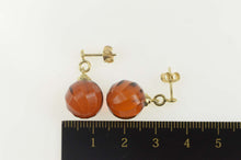 Load image into Gallery viewer, 14K Retro Swirl Sim. Amber Bead Dangle Earrings Yellow Gold