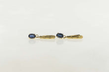 Load image into Gallery viewer, 14K Oval Syn. Sapphire Classic Dangle Lever Back Earrings Yellow Gold