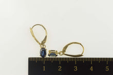 Load image into Gallery viewer, 14K Oval Syn. Sapphire Classic Dangle Lever Back Earrings Yellow Gold