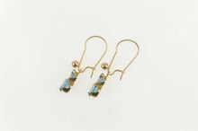 Load image into Gallery viewer, 14K Oval Blue Topaz Classic Dangle Statement Earrings Yellow Gold