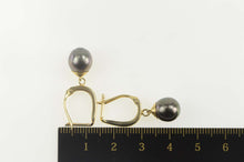 Load image into Gallery viewer, 14K Tahitian Pearl Dangle Oval Statement Hoop Earrings Yellow Gold