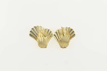 Load image into Gallery viewer, 14K Grooved Sea Scallop Shell Beach Stud Earrings Yellow Gold