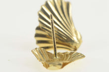 Load image into Gallery viewer, 14K Grooved Sea Scallop Shell Beach Stud Earrings Yellow Gold