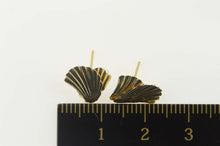 Load image into Gallery viewer, 14K Grooved Sea Scallop Shell Beach Stud Earrings Yellow Gold