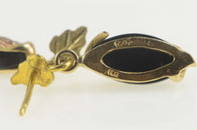 Load image into Gallery viewer, 10K Black Hills Leaf Black Onyx Dangle Earrings Yellow Gold