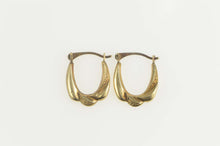 Load image into Gallery viewer, 14K Puffy Twist Oval Scalloped Statement Hoop Earrings Yellow Gold