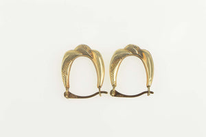 14K Puffy Twist Oval Scalloped Statement Hoop Earrings Yellow Gold