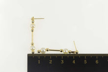Load image into Gallery viewer, 14K Pearl Beaded Bar Dangle Statement Earrings Yellow Gold