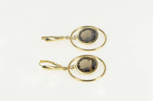 Load image into Gallery viewer, 14K Oval Smoky Quartz Dangle Circle Statement Earrings Yellow Gold