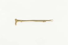 Load image into Gallery viewer, 10K Carved Wood Handle Cane Retro Bar Pin/Brooch Yellow Gold