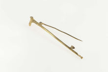 Load image into Gallery viewer, 10K Carved Wood Handle Cane Retro Bar Pin/Brooch Yellow Gold