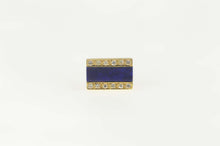 Load image into Gallery viewer, 14K Retro Squared Lapis Lazuli Diamond Lapel Pin/Brooch Yellow Gold