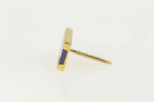 Load image into Gallery viewer, 14K Retro Squared Lapis Lazuli Diamond Lapel Pin/Brooch Yellow Gold