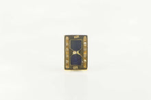 Load image into Gallery viewer, 14K Retro Squared Lapis Lazuli Diamond Lapel Pin/Brooch Yellow Gold