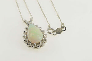 14K 1.55 Ctw Pear Opal Diamond Halo Chain Necklace 18.25" White Gold