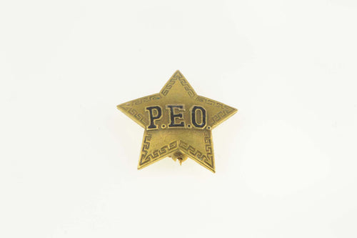 14K Philanthropic Educational Org. Star Lapel Enamel Pin/Brooch Yellow Gold