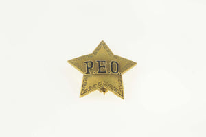 14K Philanthropic Educational Org. Star Lapel Enamel Pin/Brooch Yellow Gold