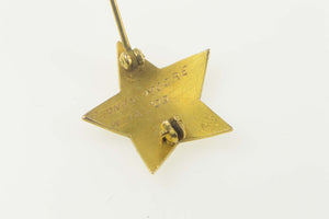 14K Philanthropic Educational Org. Star Lapel Enamel Pin/Brooch Yellow Gold