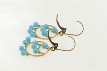 Load image into Gallery viewer, 14K Round Turquoise Fringe Dangle Circle Earrings Yellow Gold