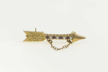 Load image into Gallery viewer, 10K Victorian Pi Beta Phi Fraternity Pearl Arrow Pin/Brooch Yellow Gold