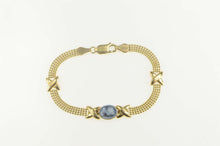 Load image into Gallery viewer, 14K Ornate Retro Carved Agate X Ball Chain Bracelet 7&quot; Yellow Gold
