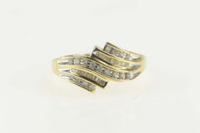 Load image into Gallery viewer, 10K Wavy Bypass Diamond Curvy Statement Ring Size 7 Yellow Gold