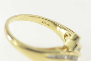 10K Wavy Bypass Diamond Curvy Statement Ring Size 7 Yellow Gold