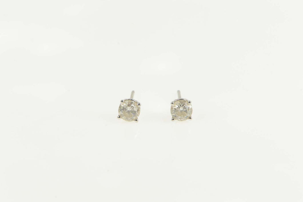14K 0.70 Ctw Diamond Round Solitaire Classic Stud Earrings White Gold