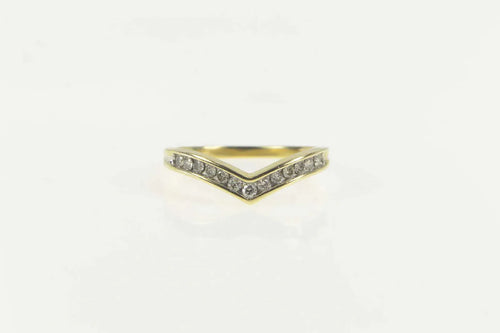 10K 0.25 Ctw Diamond Chevron Wedding Band Ring Size 6.75 Yellow Gold