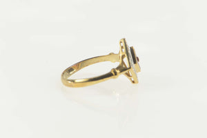 10K Princess Ruby Diamond Halo Square Cluster Ring Size 6 Yellow Gold