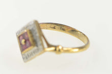 Load image into Gallery viewer, 10K Princess Ruby Diamond Halo Square Cluster Ring Size 6 Yellow Gold
