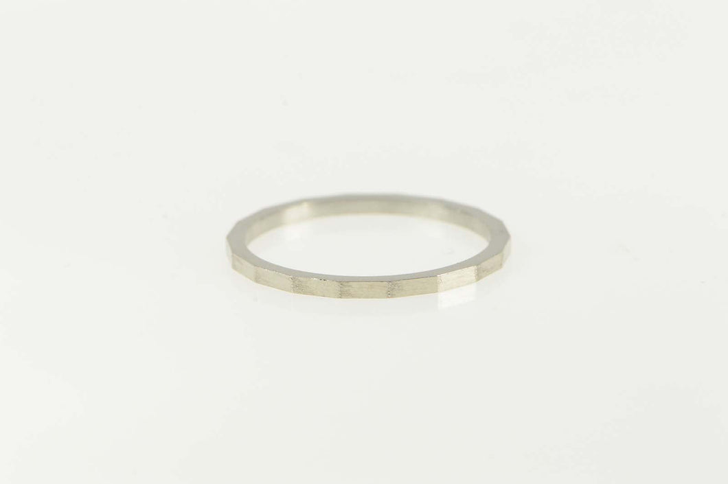 14K Squared Edge Vintage NOS 1950's Band Ring Size 6.75 White Gold