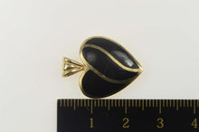 Load image into Gallery viewer, 14K Black Onyx Inlay Wavy Heart Love Pendant Yellow Gold