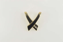Load image into Gallery viewer, 14K Black Onyx Diamond X Criss Cross Slide Pendant Yellow Gold