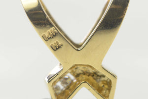 14K Black Onyx Diamond X Criss Cross Slide Pendant Yellow Gold