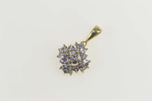 Load image into Gallery viewer, 14K Squared Tanzanite Floral Cluster Statement Pendant Yellow Gold