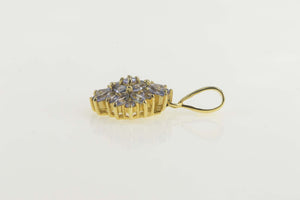 14K Squared Tanzanite Floral Cluster Statement Pendant Yellow Gold