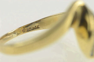 14K Marquise Tanzanite Diamond Wavy Design Ring Size 9.5 Yellow Gold