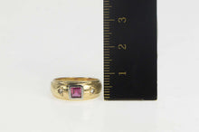 Load image into Gallery viewer, 14K Princess Syn. Ruby Diamond Accent Band Ring Size 6.25 Yellow Gold