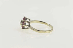 14K Diamond Ruby Flower Halo Engagement Ring Size 5.25 White Gold