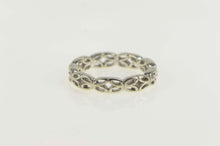 Load image into Gallery viewer, 14K Geometric Flower Pattern Stackable Band Ring Size 6 White Gold