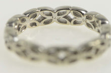 Load image into Gallery viewer, 14K Geometric Flower Pattern Stackable Band Ring Size 6 White Gold